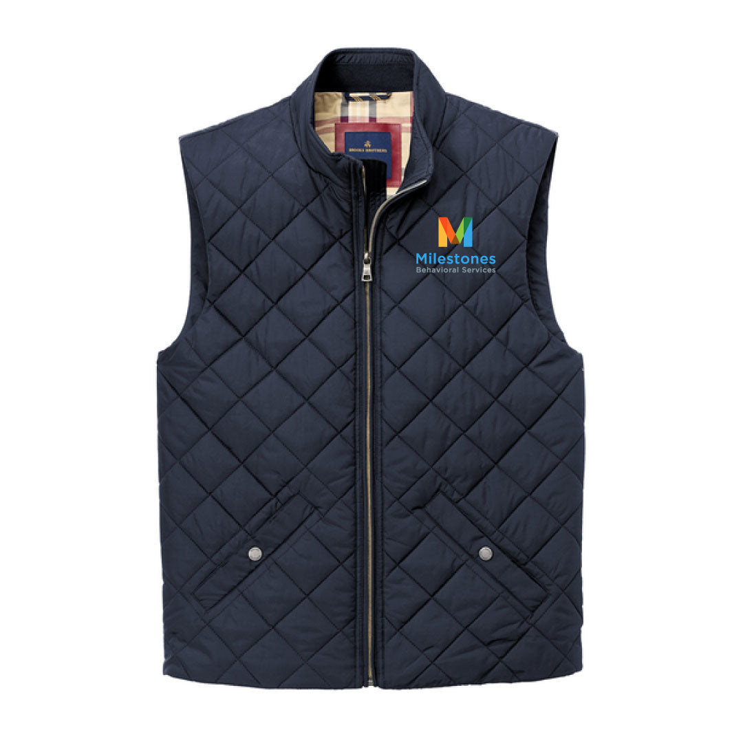 Milestones Brooks Brothers® Quilted Vest Logowear Milestones Behavioral Services Navy Ladies S