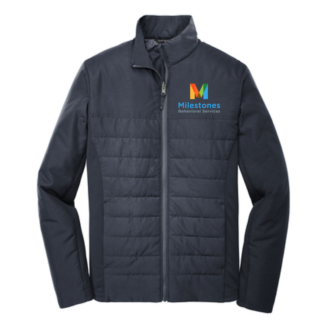 Milestones Insulated Jacket Logowear Milestones Behavioral Services Navy Ladies XS 