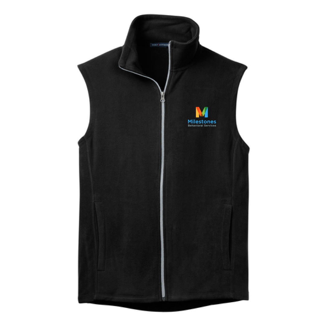 Milestones Micro Fleece Vest Logowear Milestones Behavioral Services Black Ladies XS 