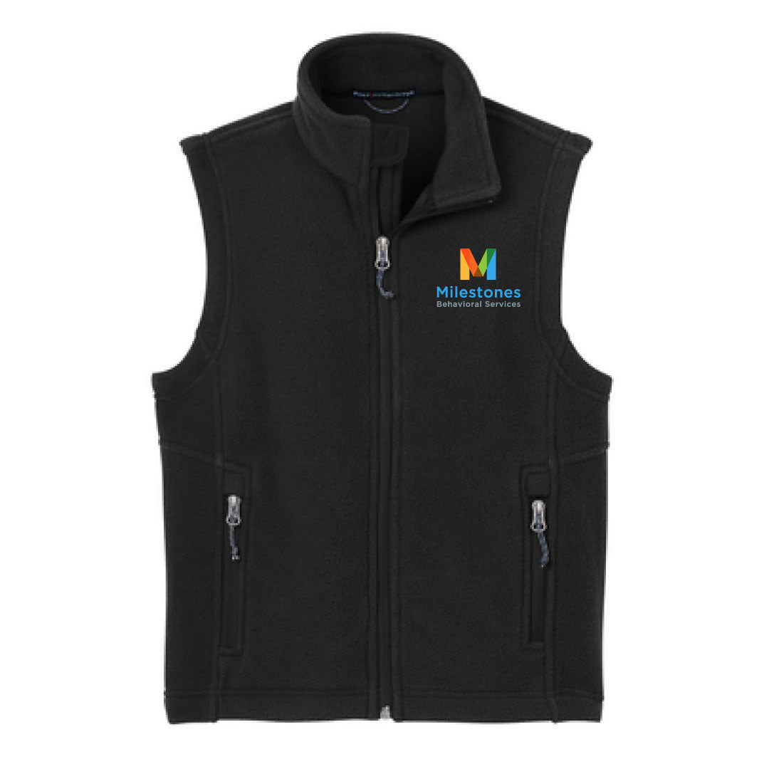 Milestones Micro Fleece Vest Logowear Milestones Behavioral Services Black Youth S 