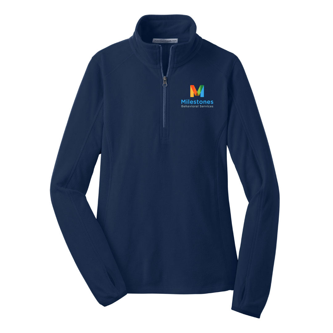 Milestones Microfleece 1/2 Zip Logowear Milestones Behavioral Services Navy Ladies XS