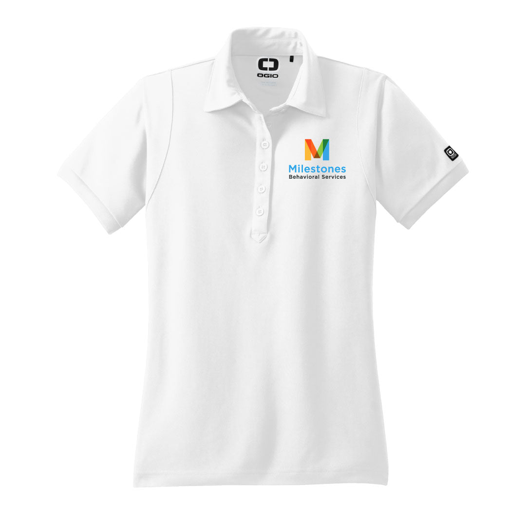 Milestones Ogio Polo Logowear Milestones Behavioral Services White Ladies XS