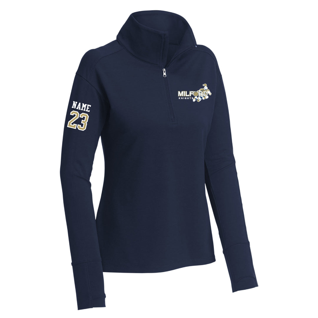 Milford Knights Basketball Stretch Fleece 1/4 Zip Logowear Milford Knights Basketball Navy Ladies XS 