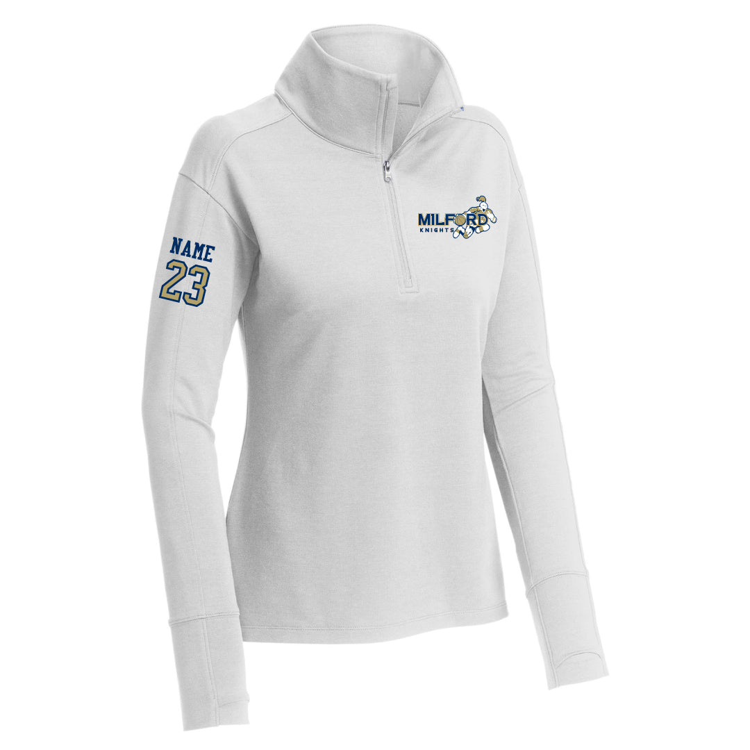 Milford Knights Basketball Stretch Fleece 1/4 Zip Logowear Milford Knights Basketball White Ladies XS 