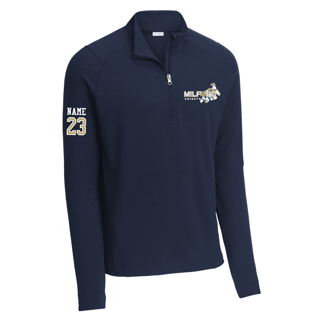 Milford Knights Basketball Stretch Fleece 1/4 Zip Logowear Milford Knights Basketball Navy Mens S 
