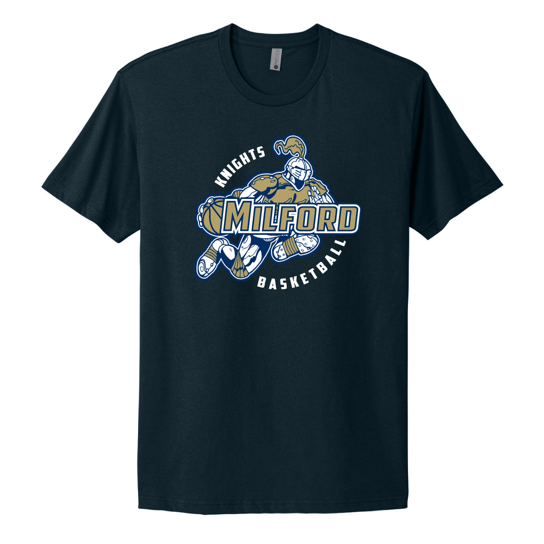 Milford Knights Basketball Premium Cotton Tee Logowear Milford Knights Basketball Navy Youth M