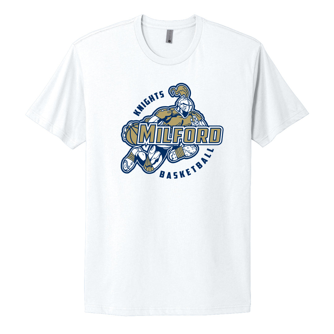 Milford Knights Basketball Premium Cotton Tee Logowear Milford Knights Basketball White Youth M