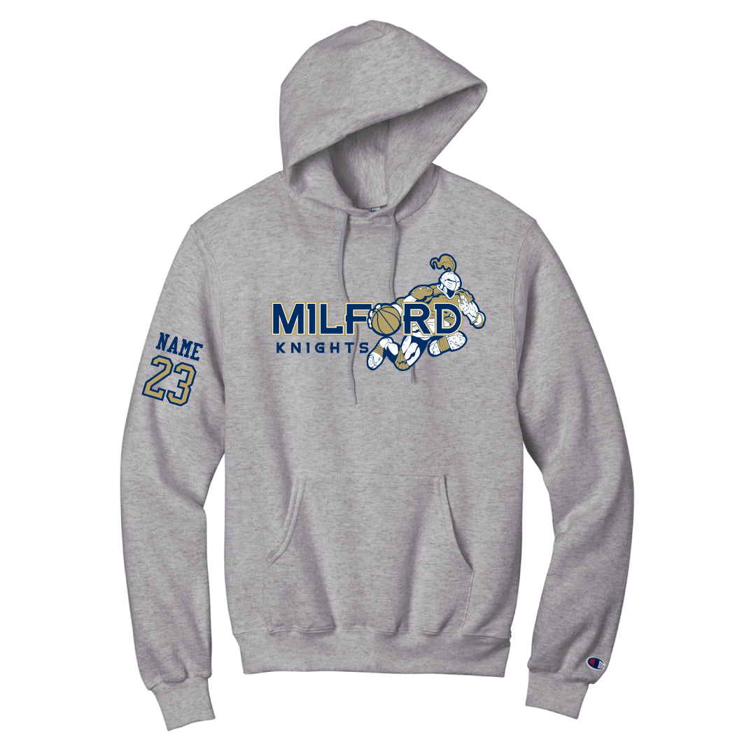 Milford Knights Basketball Champion Powerblend Fleece Hoodie Logowear Milford Knights Basketball Grey Youth S