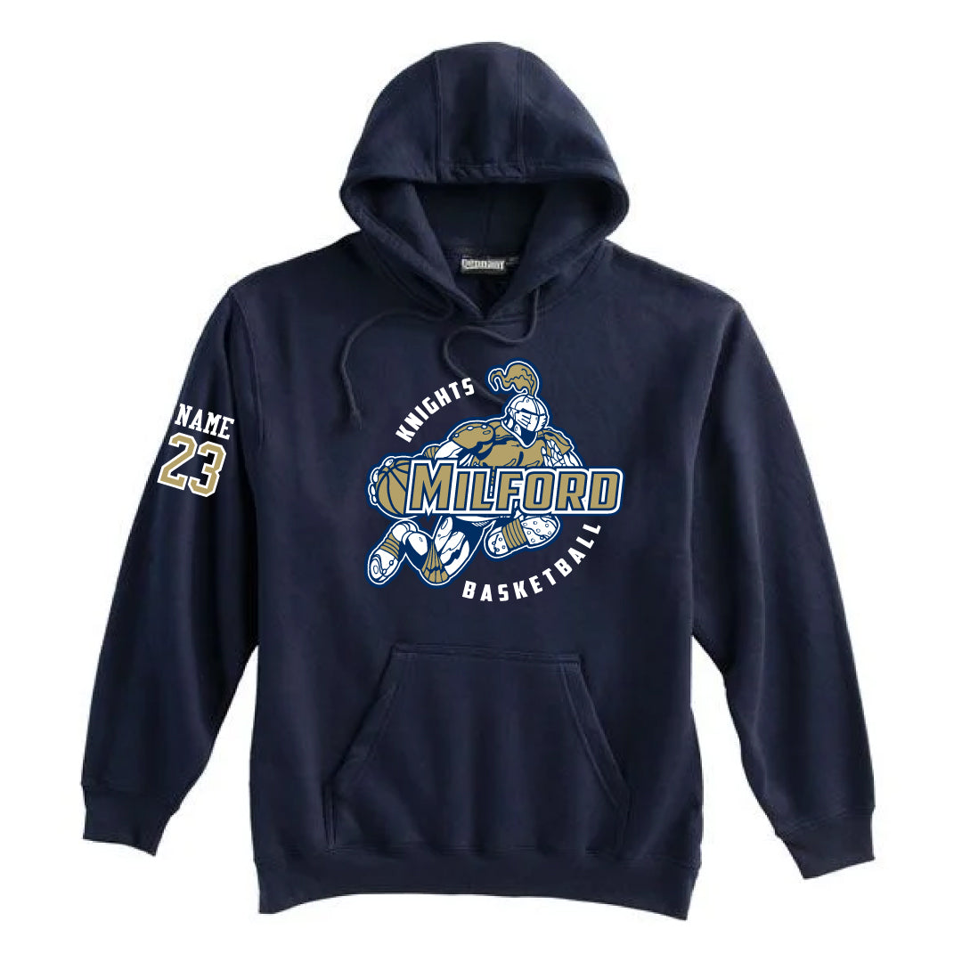 Milford Knights Basketball Heavyweight Fleece Hoodie Logowear Milford Knights Basketball Navy Youth M