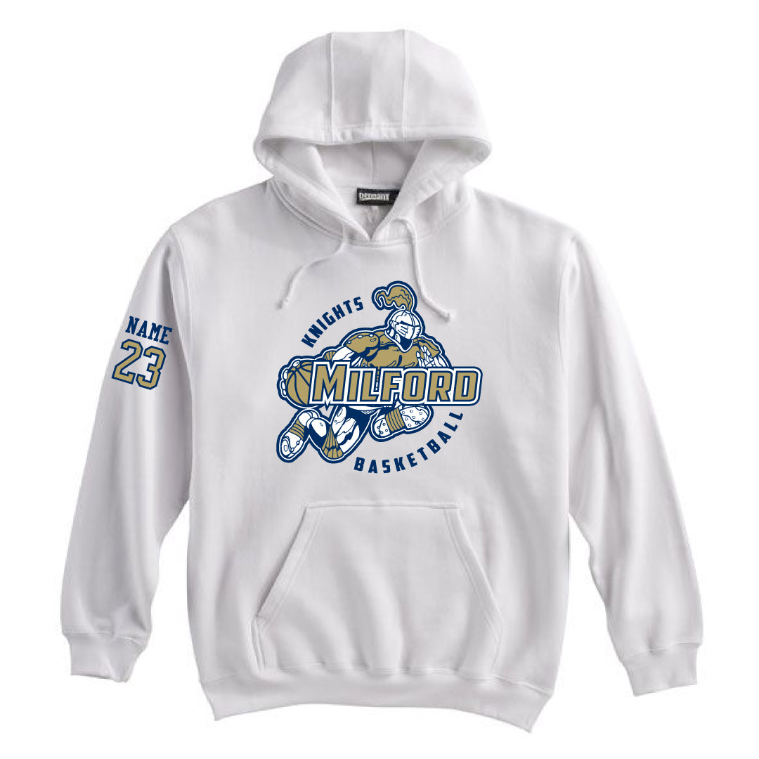 Milford Knights Basketball Heavyweight Fleece Hoodie Logowear Milford Knights Basketball White Youth M