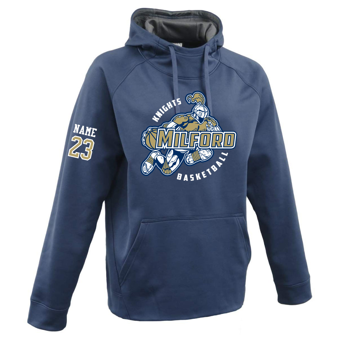 Milford Knights Basketball Navy Performance Fleece Hoodie Logowear Milford Knights Basketball Youth M