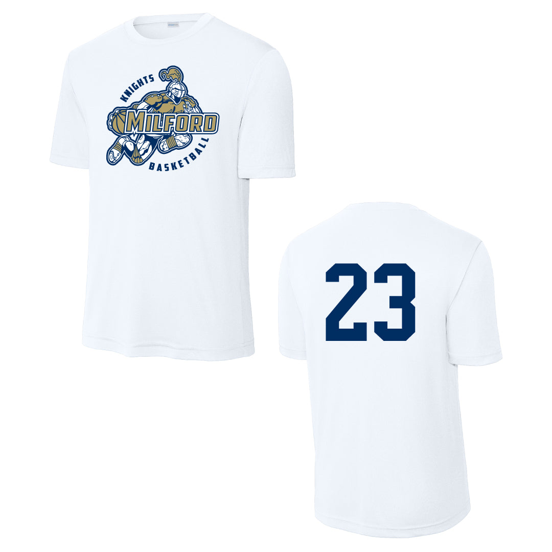 Milford Knights Basketball Performance Tee Logowear Milford Knights Basketball White Youth M