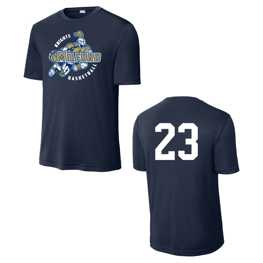 Milford Knights Basketball Performance Tee Logowear Milford Knights Basketball Navy Youth M