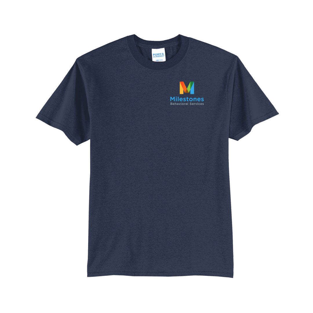 Milestones Cotton Blend Short Sleeve Logowear Milestones Behavioral Services Navy Youth S
