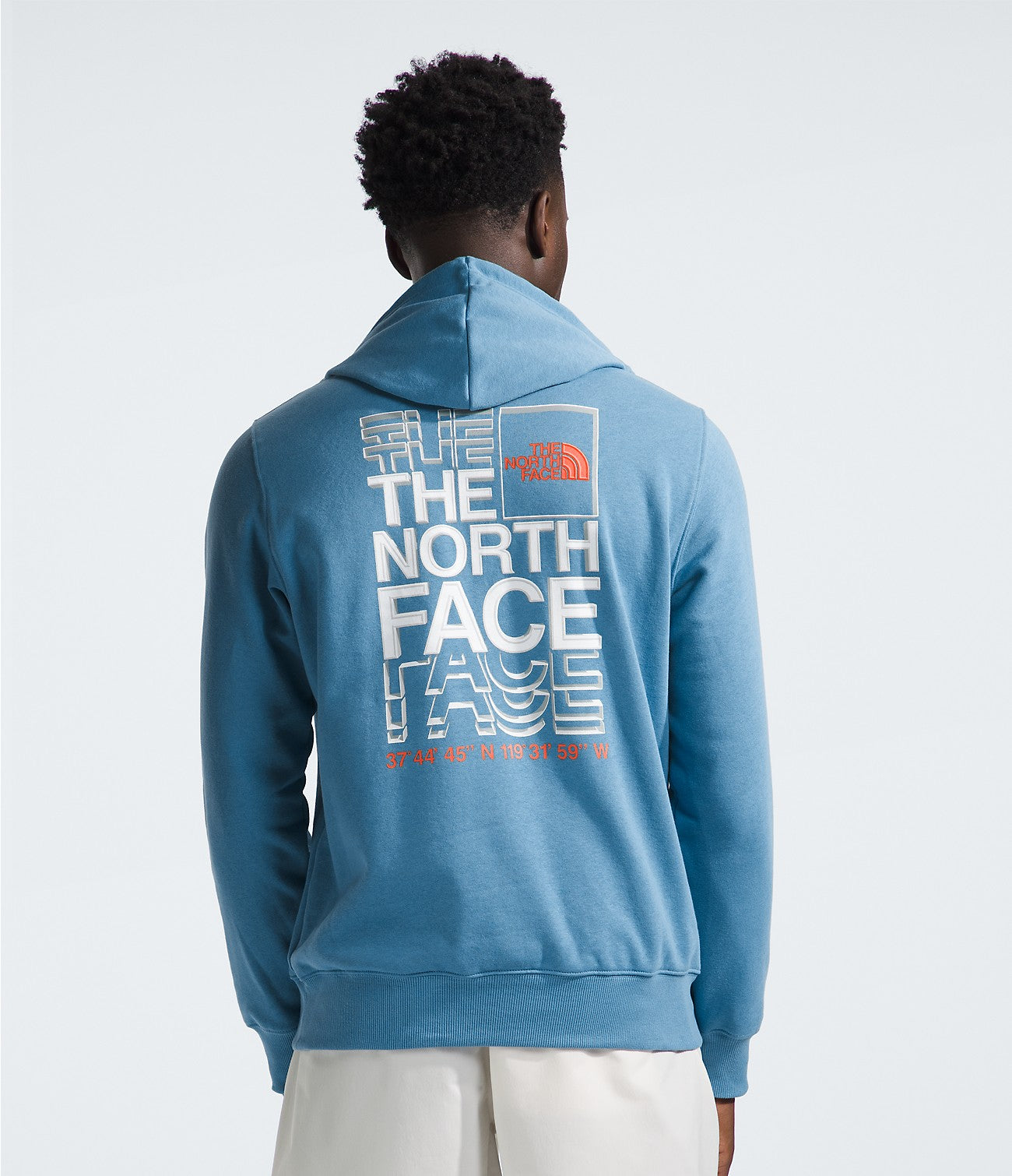 The North Face Men's Brand Proud Hoodie Apparel North Face Indigo Stone/Vivid Flame-XYO Small 