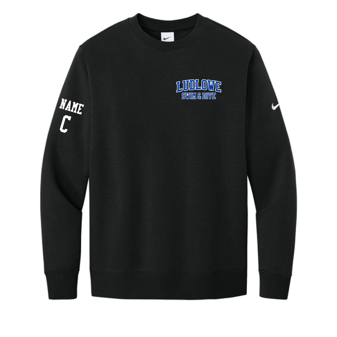 Ludlowe Girls Swim & Dive Nike Crewneck Sweatshirt -Embroidered Logo