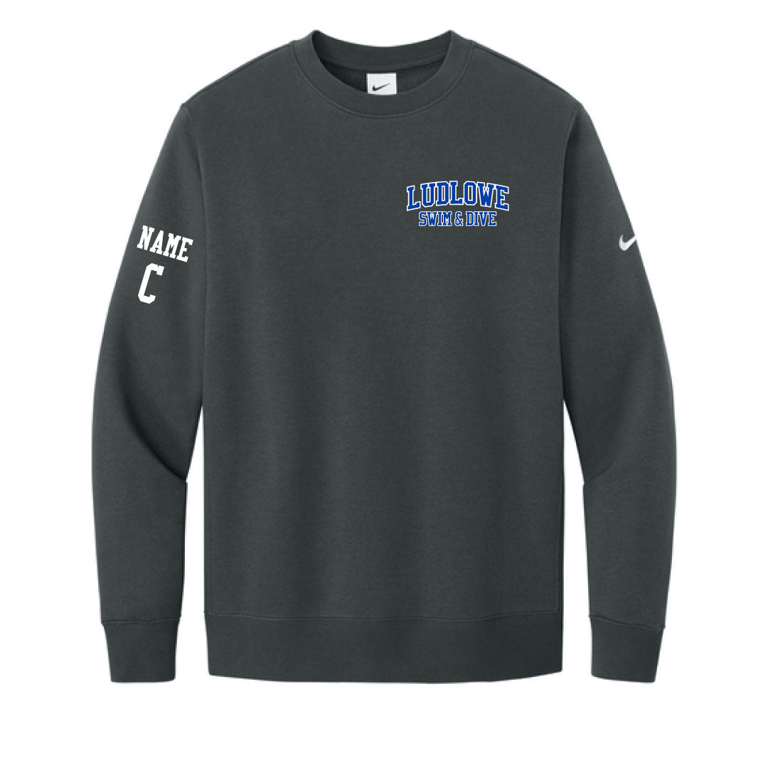 Ludlowe Girls Swim & Dive Nike Crewneck Sweatshirt -Embroidered Logo
