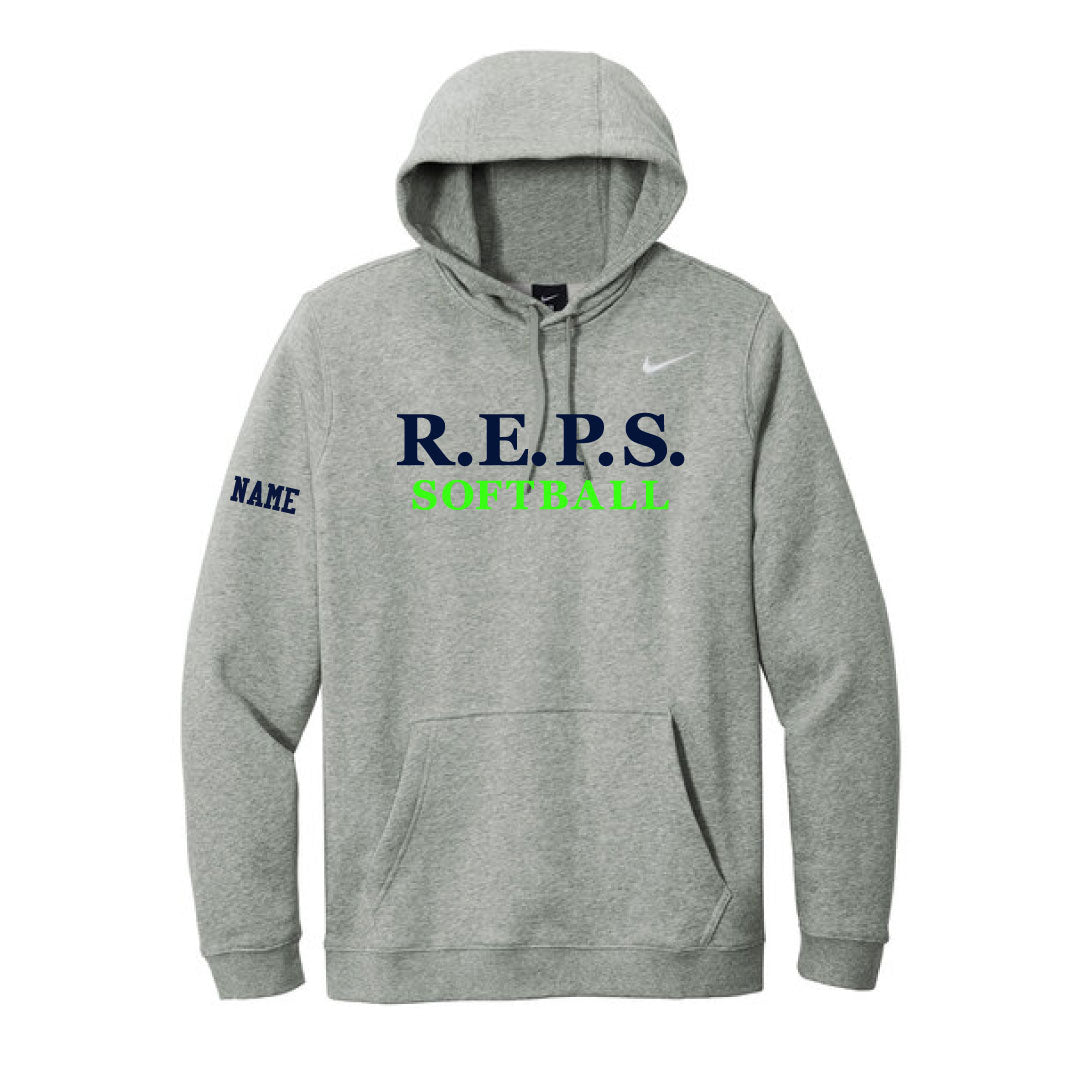 R.E.P.S. Wordmark Nike Hooded Sweatshirt Logowear R.E.P.S. Grey Adult S