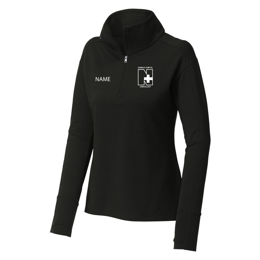 Norwalk Hospital Cardiology Wicking Fleece 1/4 Zip Logowear Norwalk Hospital Cardiology Black Ladies XS 