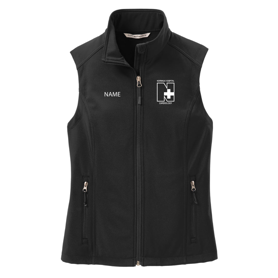 Norwalk Hospital Cardiology Soft Shell Vest Logowear Norwalk Hospital Cardiology Black Ladies XS 