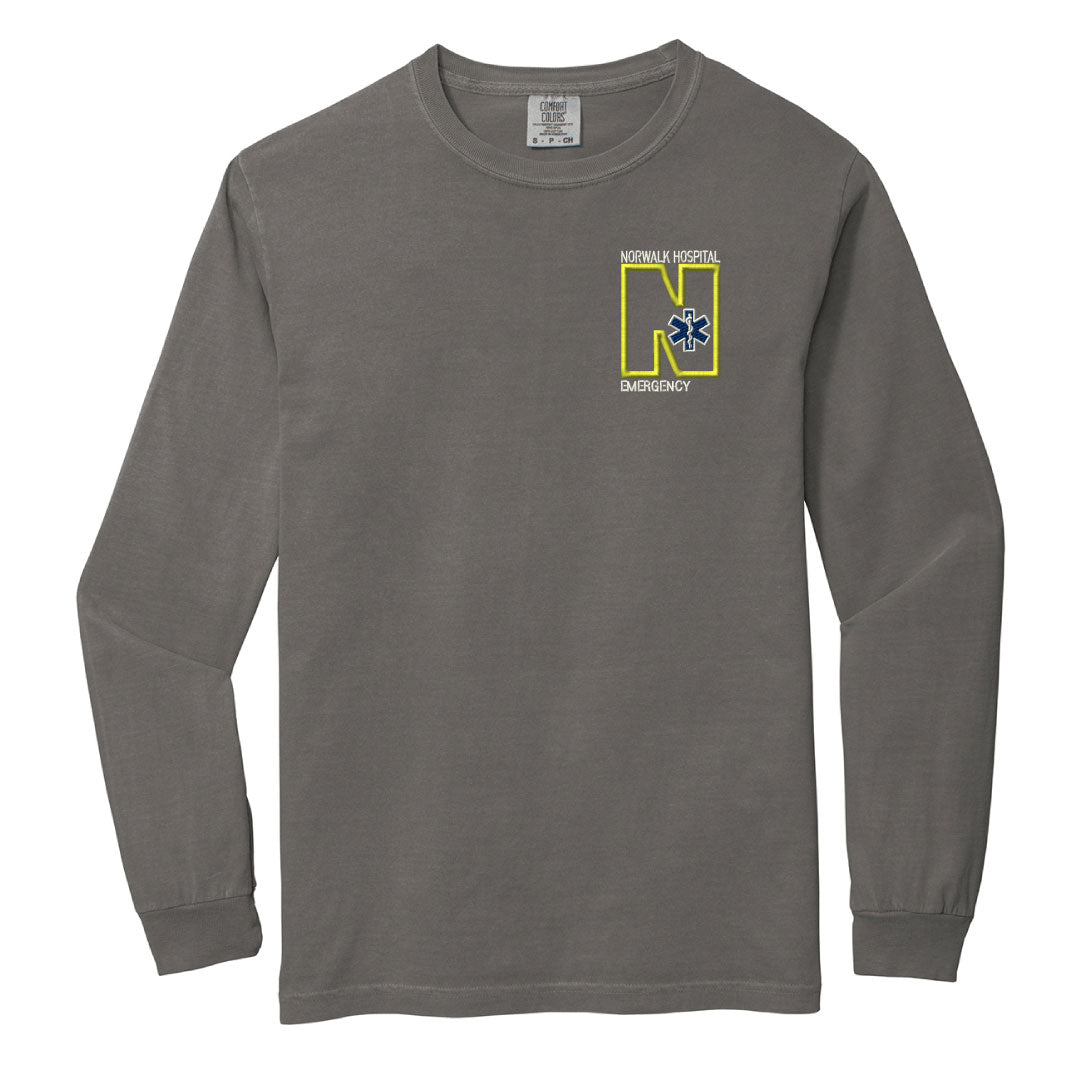 Norwalk Hospital Emergency Comfort Colors Long Sleeve Tee Logowear Norwalk Hospital Emergency Grey Adult S 