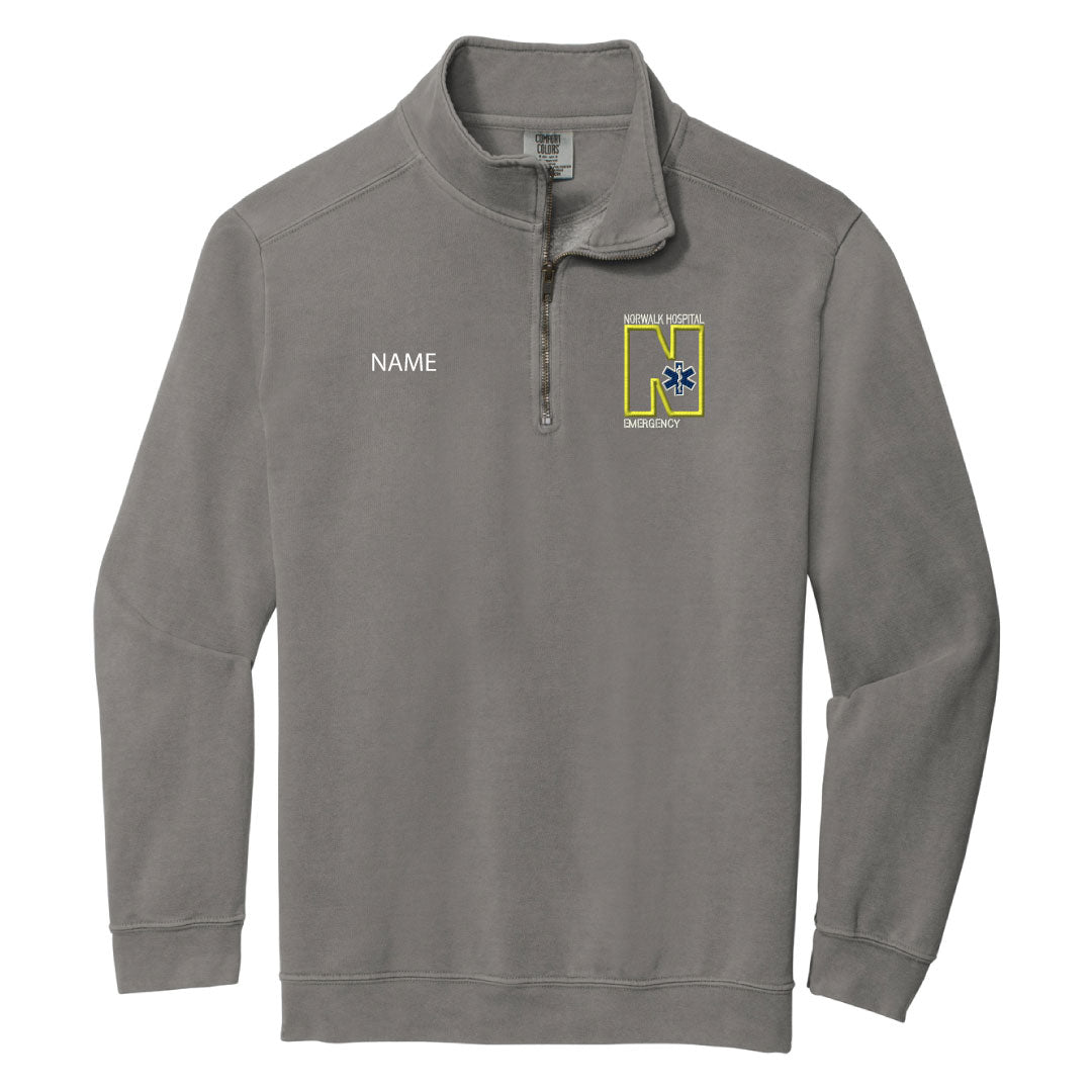 Norwalk Hospital Emergency Comfort Colors 1/4 Zip Sweatshirt Logowear Norwalk Hospital Emergency Grey Adult S 