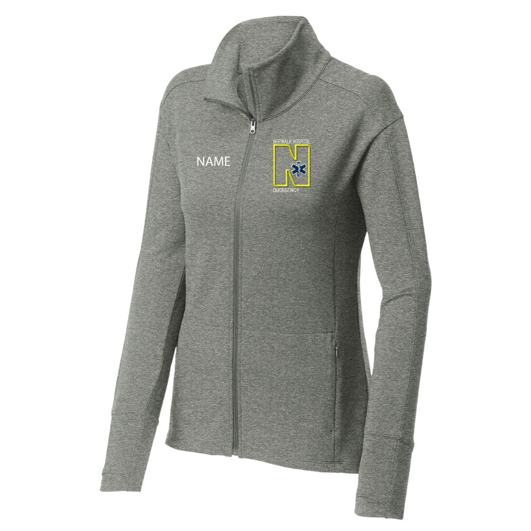 Norwalk Hospital Emergency Wicking Fleece Full Zip Logowear Norwalk Hospital Emergency Lt Grey Heather Ladies XS 