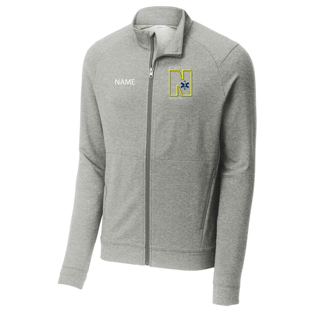 Norwalk Hospital Emergency Wicking Fleece Full Zip Logowear Norwalk Hospital Emergency Lt Grey Heather Mens XS 