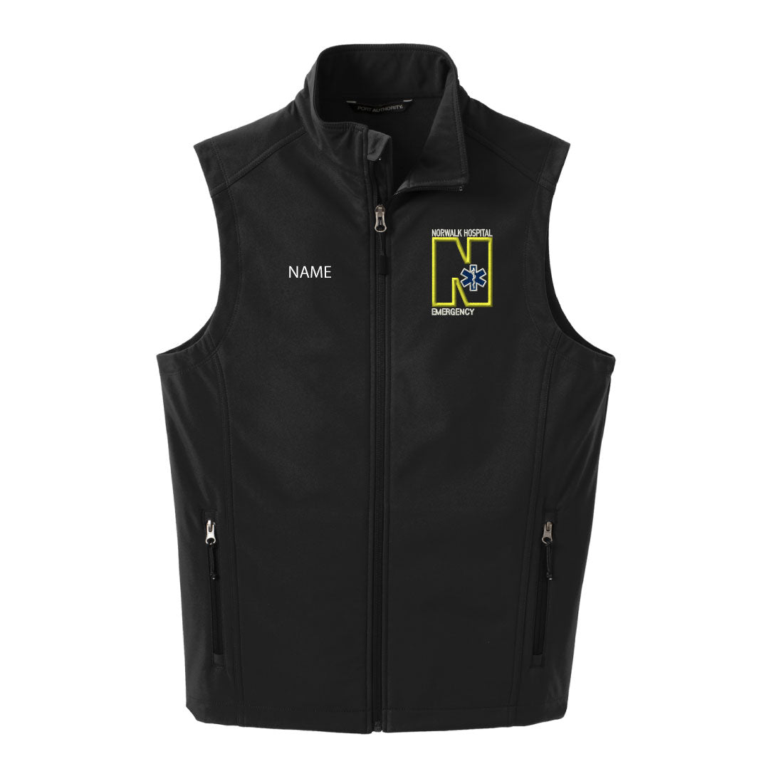 Norwalk Hospital Emergency Soft Shell Vest Logowear Norwalk Hospital Emergency Black Mens XS 