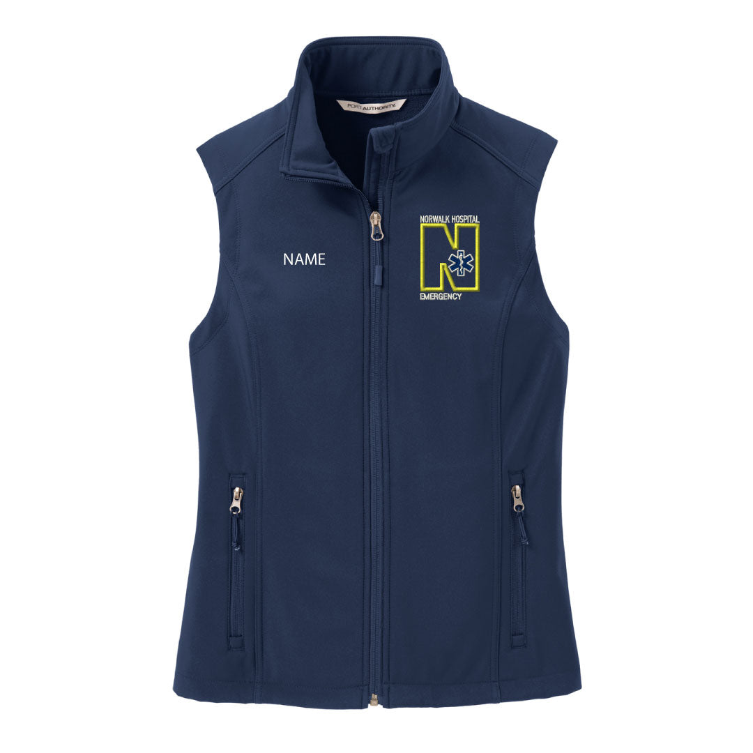 Norwalk Hospital Emergency Soft Shell Vest Logowear Norwalk Hospital Emergency Navy Ladies XS 