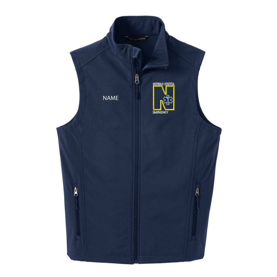 Norwalk Hospital Emergency Soft Shell Vest Logowear Norwalk Hospital Emergency Navy Mens XS 