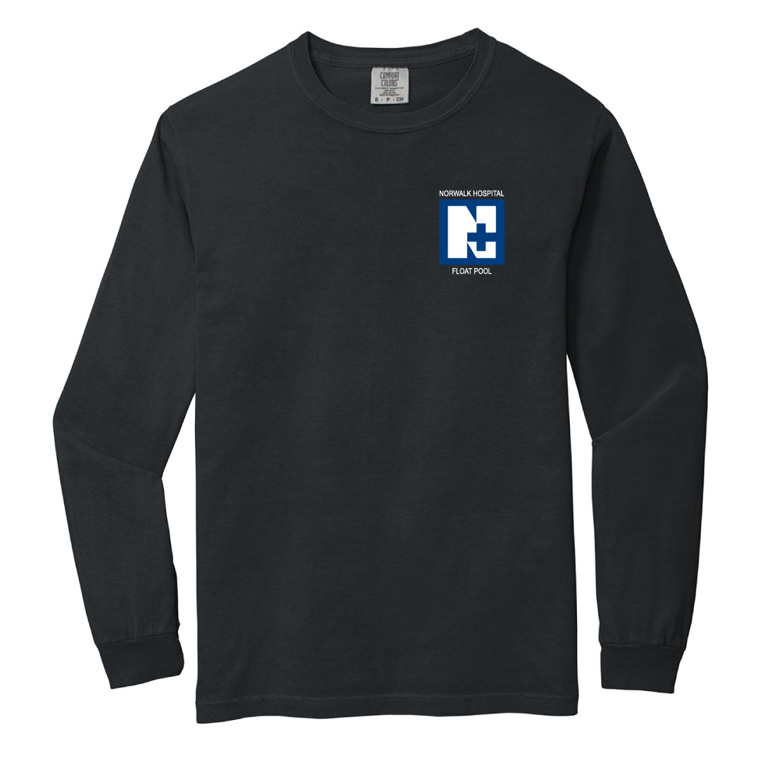 Norwalk Hospital Float Pool Comfort Color Long Sleeve Tee Logowear Norwalk Hospital Float Pool Black Adult S 