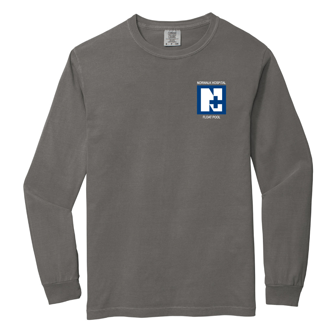 Norwalk Hospital Float Pool Comfort Color Long Sleeve Tee Logowear Norwalk Hospital Float Pool Grey Adult S 