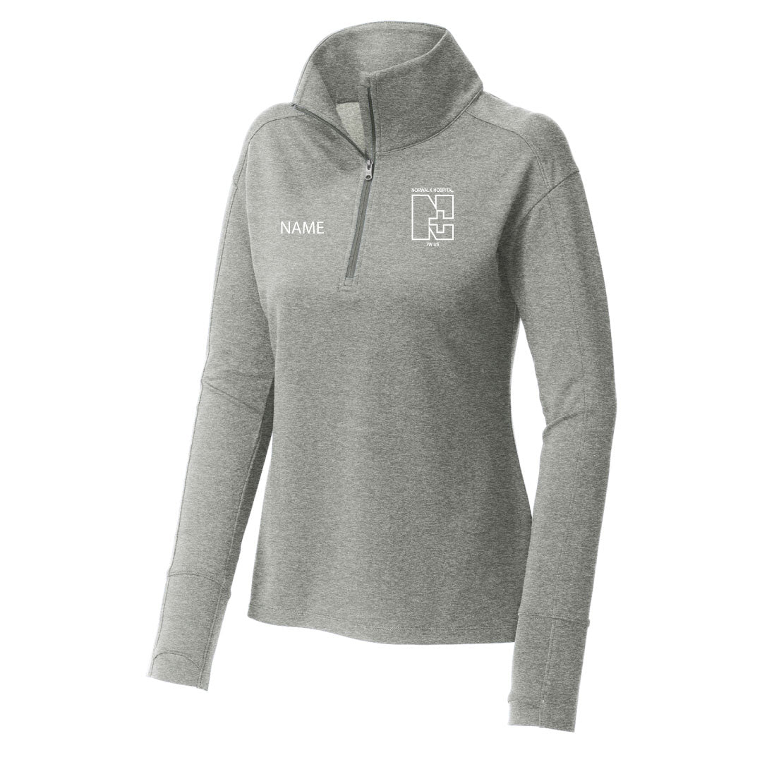 Norwalk Hospital Neuro Patient Care Wicking Fleece 1/4 Zip Logowear Norwalk Hospital Neuro Patient Care Lt Grey Heather Ladies XS 