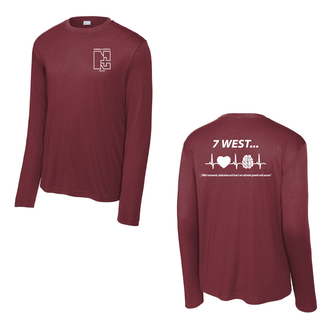 Norwalk Hospital Neuro Patient Care Performance Long Sleeve Tee Logowear Norwalk Hospital Neuro Patient Care Maroon Mens XS 