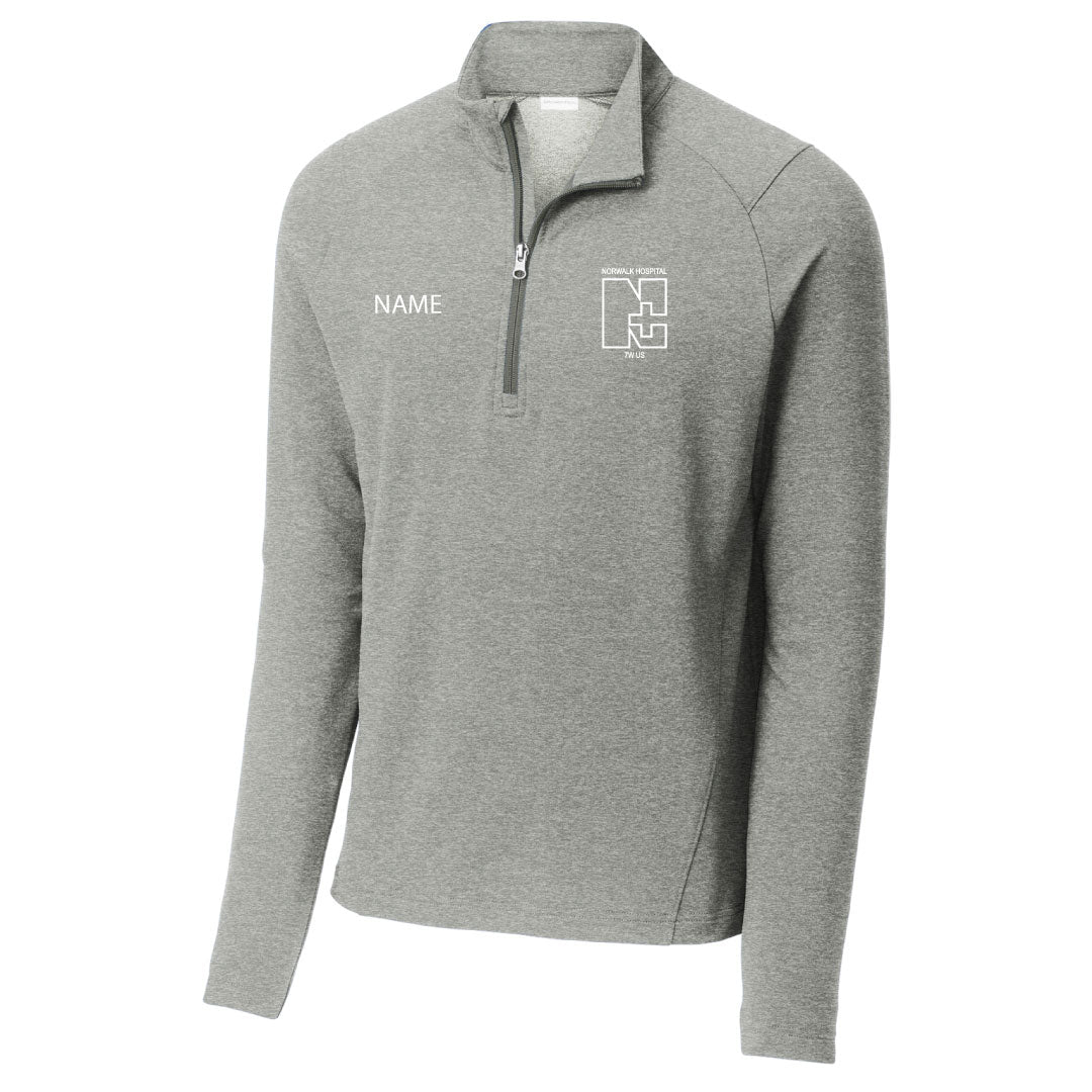 Norwalk Hospital Neuro Patient Care Wicking Fleece 1/4 Zip Logowear Norwalk Hospital Neuro Patient Care Lt Grey Heather Mens XS 