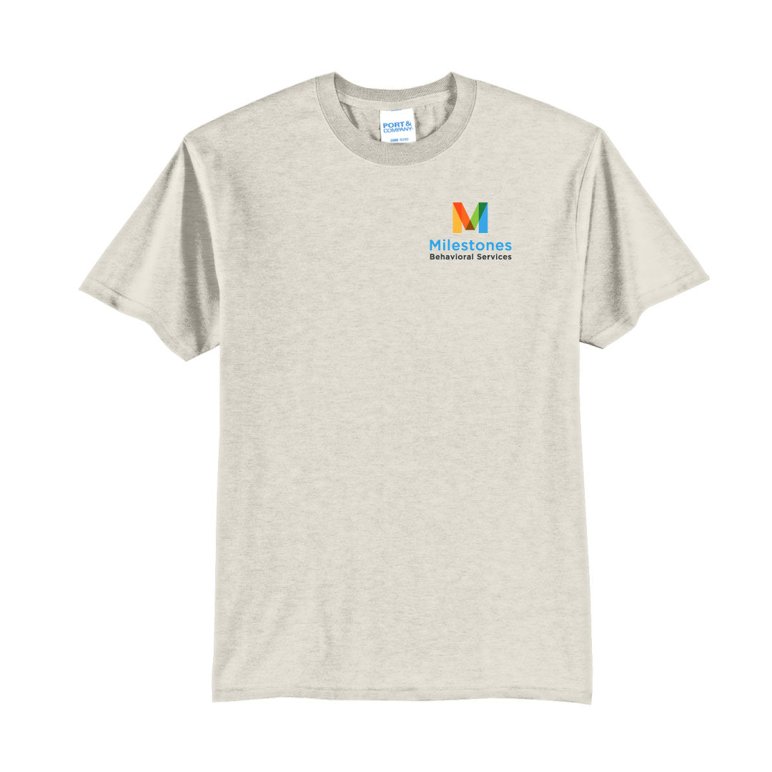 Milestones Cotton Blend Short Sleeve Logowear Milestones Behavioral Services Oatmeal Heathe- Adult Only Mens S