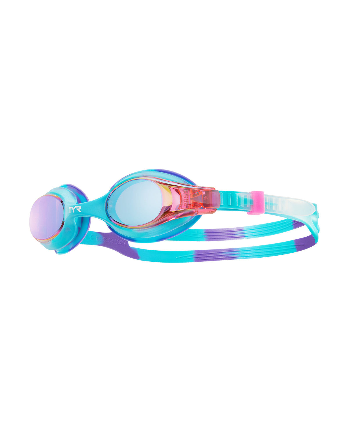 TYR Swimple Tie Dye Kids' Mirrored Goggles Equipment TYR Purple/Pink  