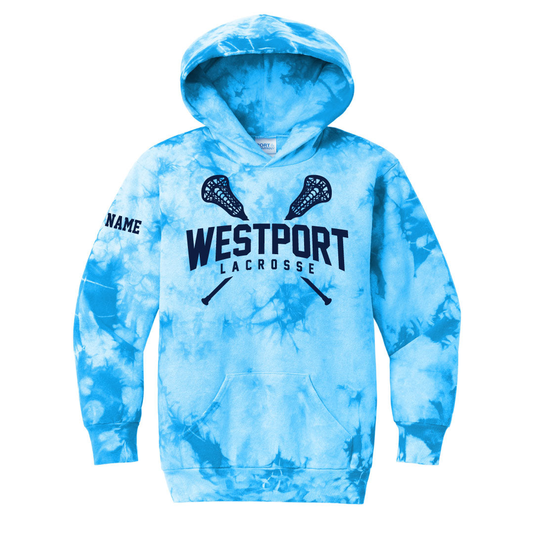 Westport PAL Girls Lacrosse Tie Dye Fleece Hoodie Logowear Westport PAL Girls Lacrosse Blue Youth S