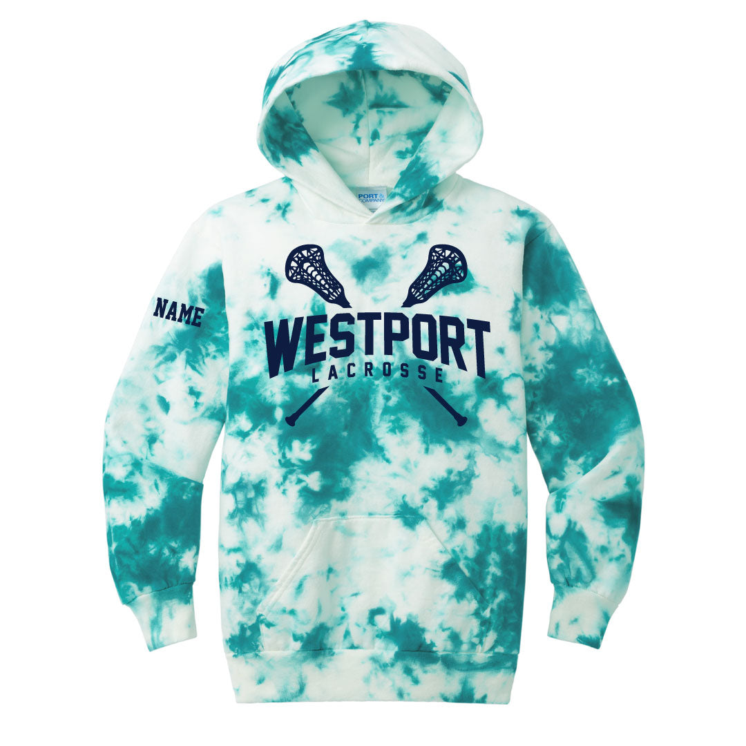 Westport PAL Girls Lacrosse Tie Dye Fleece Hoodie Logowear Westport PAL Girls Lacrosse Teal Youth S