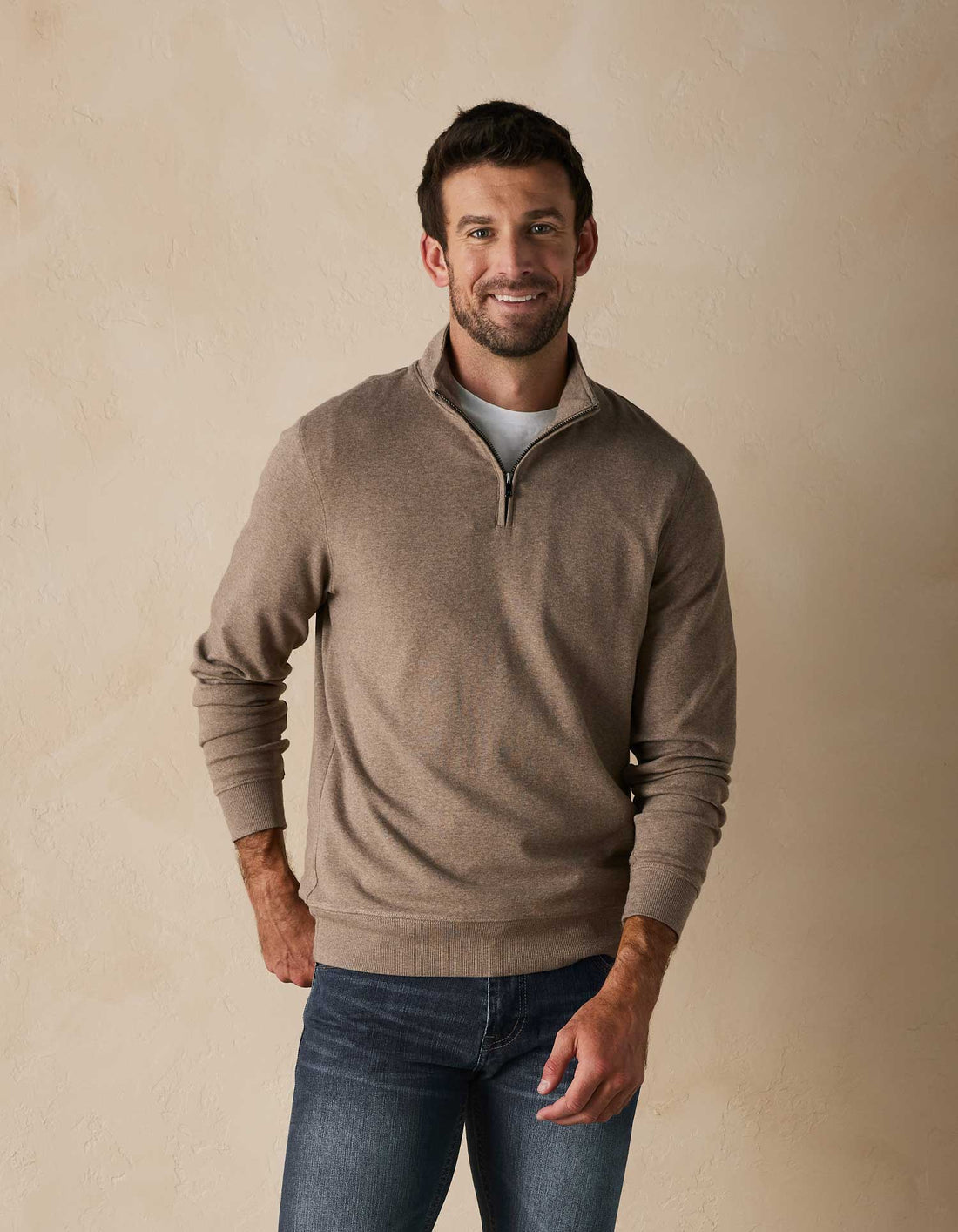 The Normal Brand Men's Weekend Quarter Zip Apparel The Normal Brand Taupe Small
