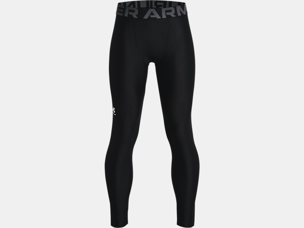 Under Armour Girls Youth Small Coldgear Leggings Black Gray Workout Gear NEW