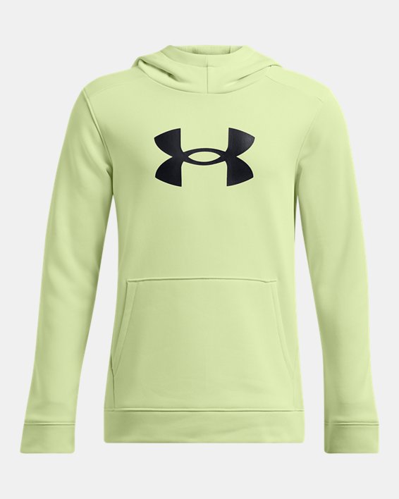 Under Armour Boys Armour Fleece R Big Logo Hoodie Apparel Under Armour Retro Green/Black-383 Small 