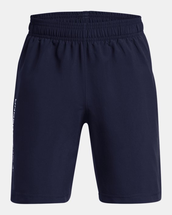 Under Armour Boys' Tech Woven Wordmark Shorts Apparel Under Armour Midnight Navy/White-410 Small