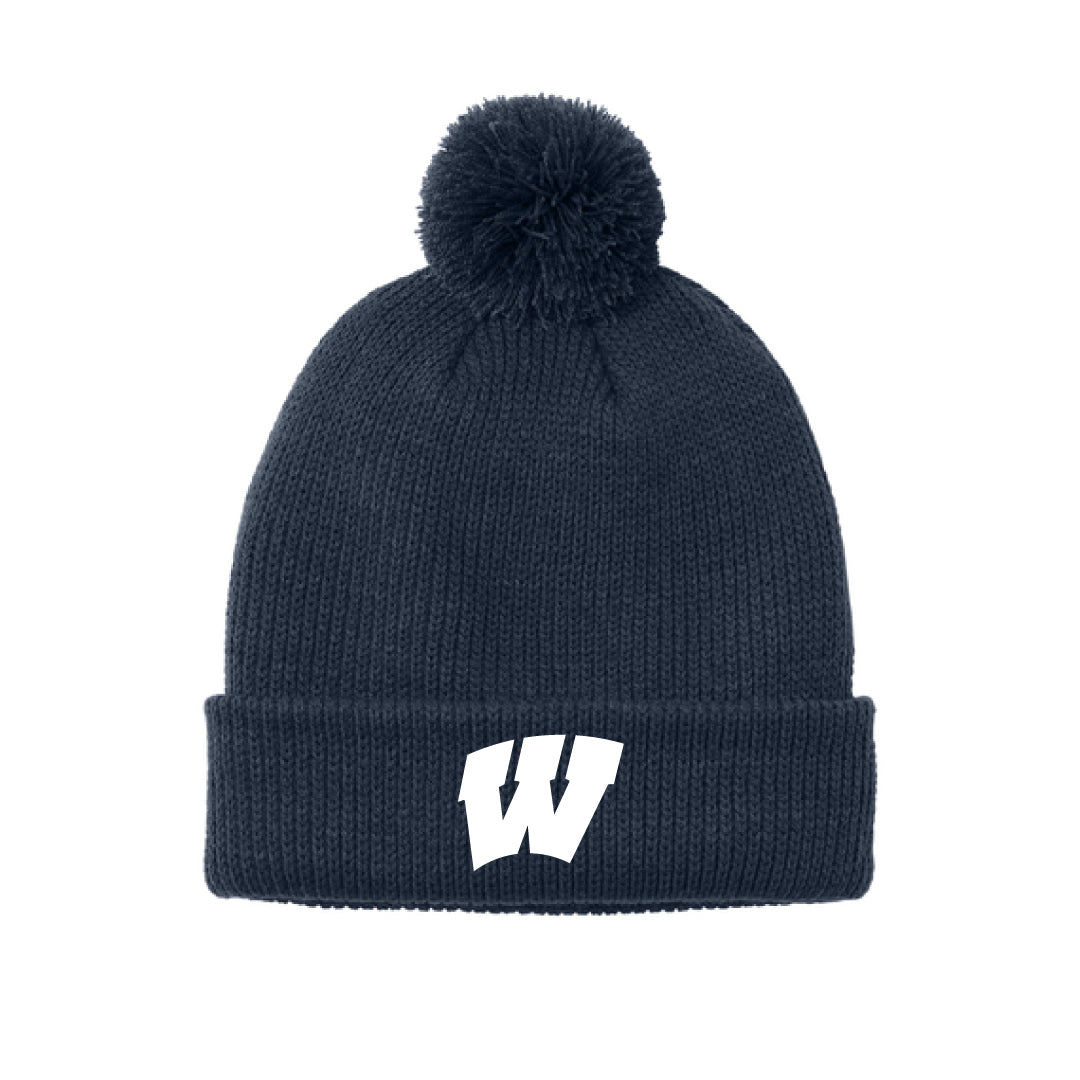 Westport Basketball Knit Pom Beanie Logowear Westport Basketball Navy