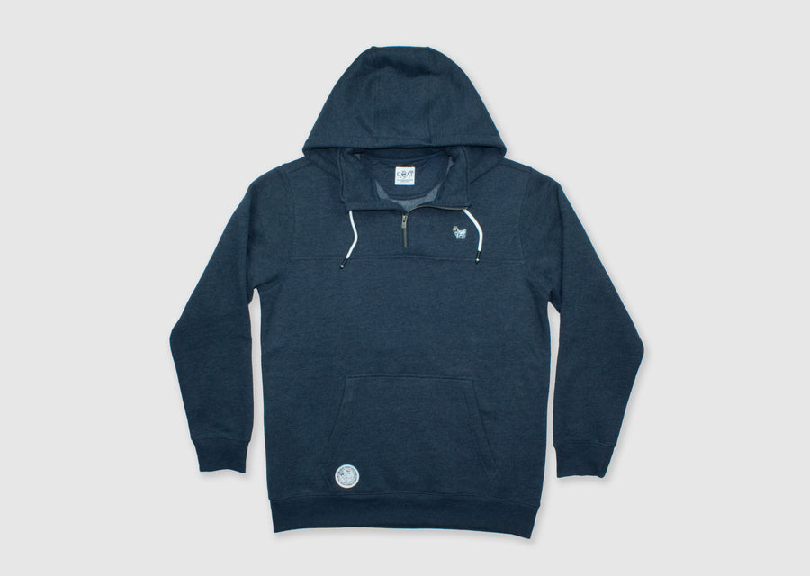 Goat USA Adult 1/4 Zip Hooded Sweatshirt Apparel Goat USA Navy Heather Adult XSmall