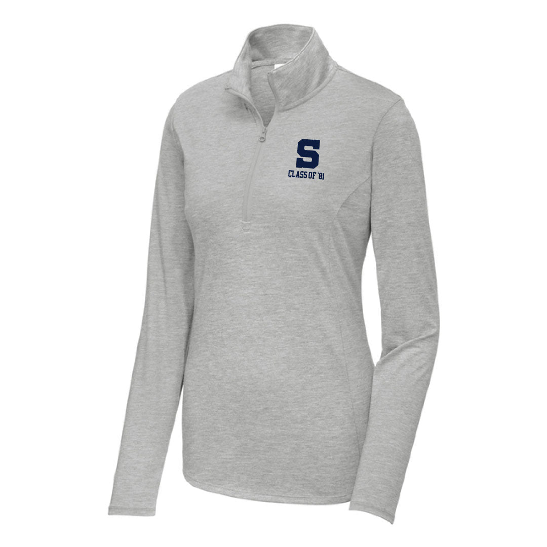 Staples High School Class of 81 Ladies Tri-Blend Wicking 1/4-Zip Pullover