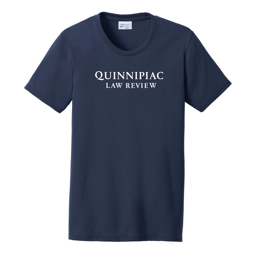 QLR Cotton Blend Tee Logowear Quinnipiac Law Review Navy Ladies XS 