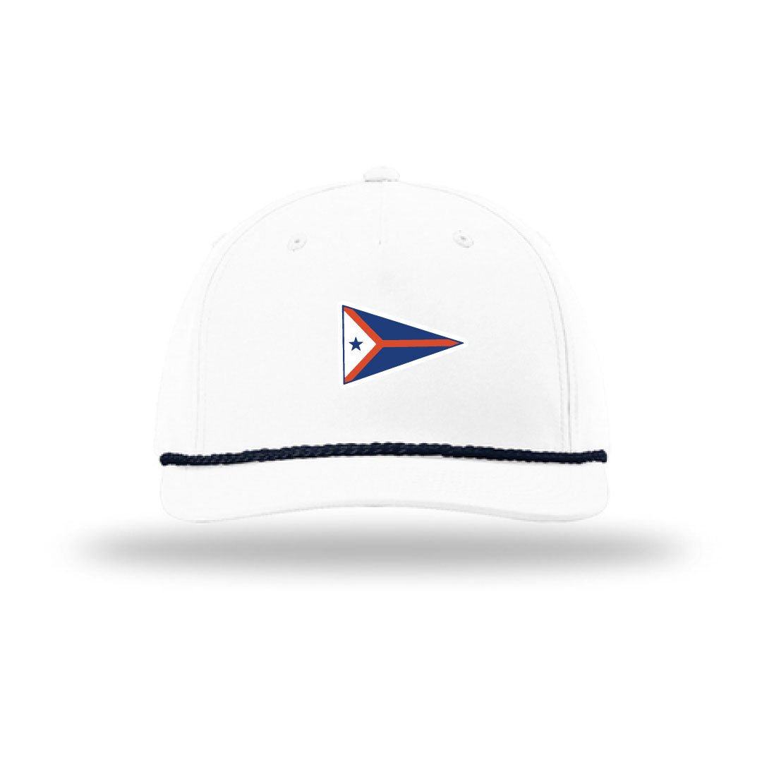 PYC 5 Panel Classic Rope Hat Logowear Pequot Yacht Club White/Navy