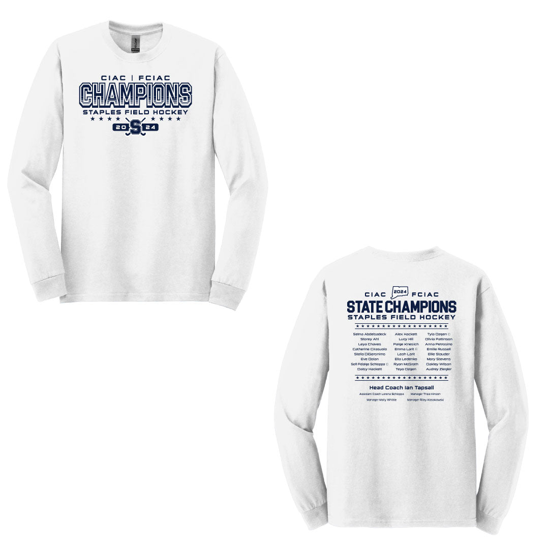 Staples Field Hockey STATE CHAMPS 2024 Cotton Long Sleeve Logowear Staples Field Hockey